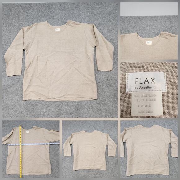 Flax By Angelheart Womens L Large 100% Linen Pullover Top Long Sleeve Shirt - Picture 1 of 11